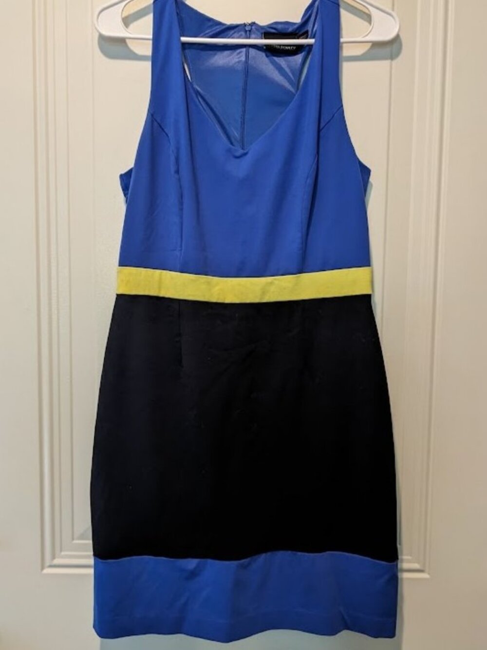 Cynthia Rowley Color Block Stretch Dress Blue Black Razer Back - Size M - VGUC